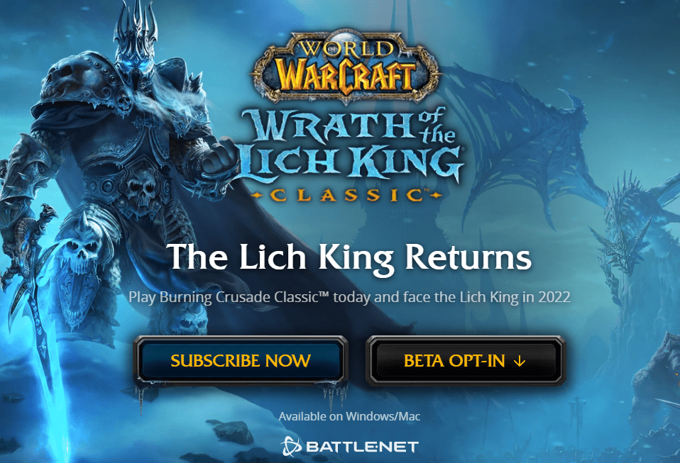 Date de sortie WOTLK Classic