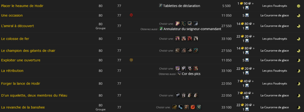 Quetes insignes héroiques WOTLK Classic