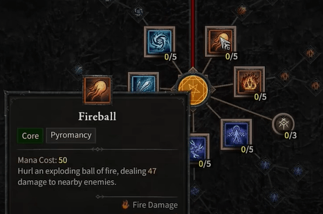 talents de Diablo 4 feu