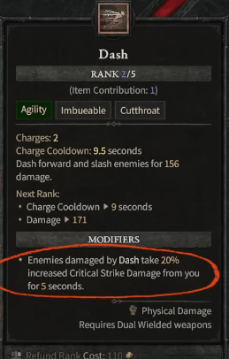 Build Leveling Voleur Tir rapide dash