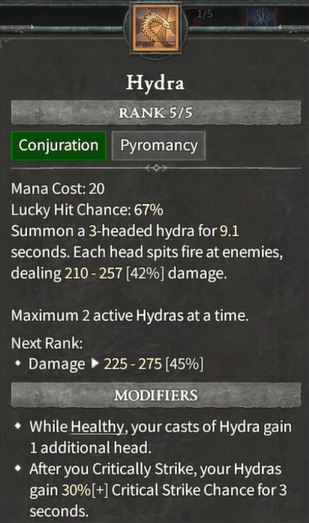 Build Sorcier Hydres le sort