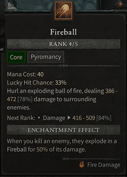 la boule de feu pour Build Sorcier Hydres