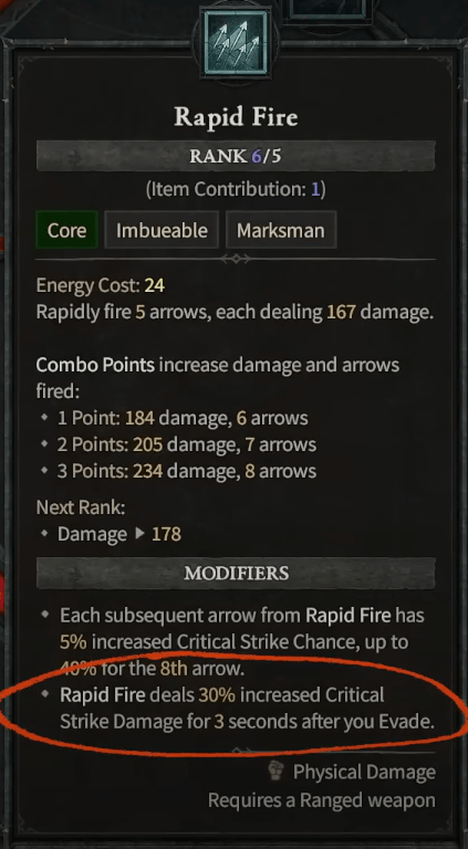 Build Leveling Voleur Tir rapide