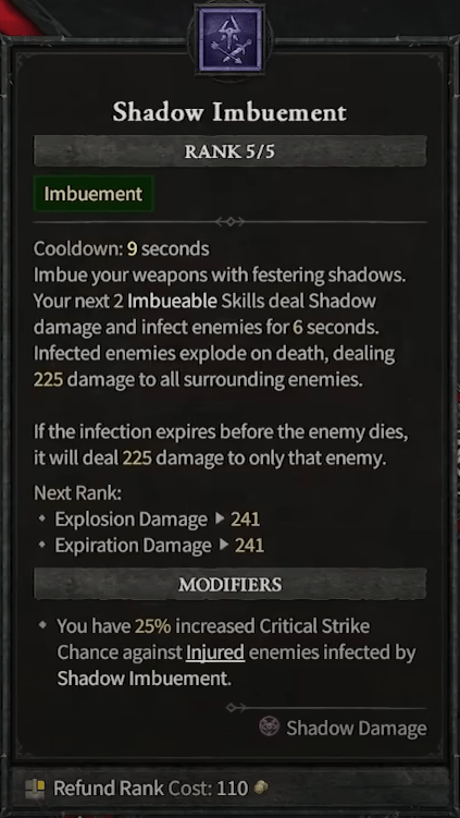 talent shadow imbuement