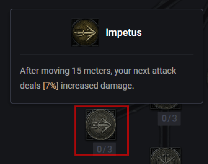 Bonus pour les compétences passives talent passif impetus