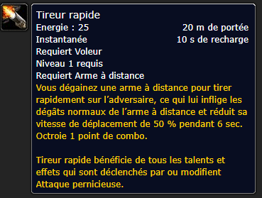 Position Runes Voleur DE TIREUR RAPIDE - PLASTRON