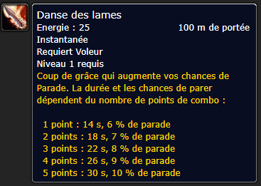 Position Runes Voleur DE DANSE DE LAMES - JAMBES