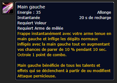 Position Runes Voleur DE MAIN GAUCHE - GANTS