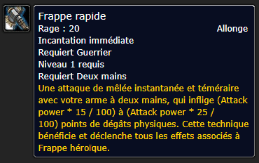 Position Runes Guerrier DE FRAPPE RAPIDE - GANTS