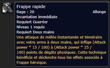 Position Runes Guerrier DE FRAPPE RAPIDE - GANTS