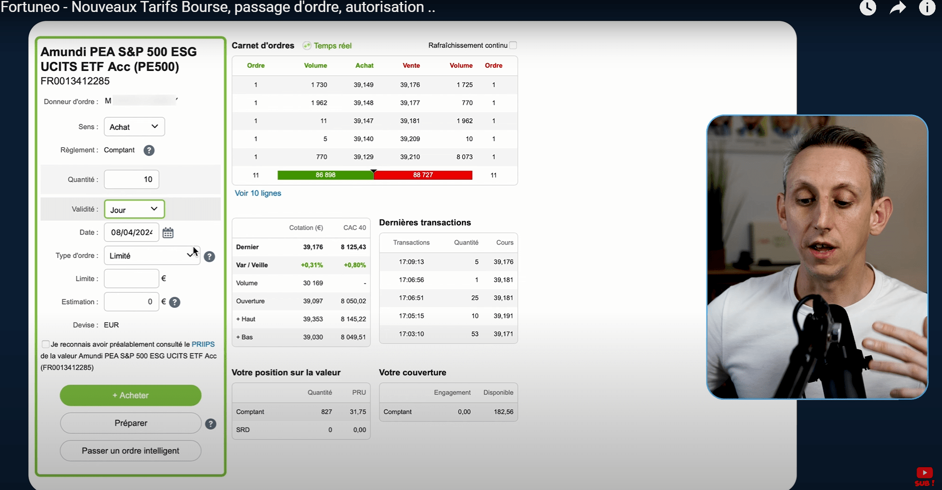 Investir en bourse avec Fortuneo configurer votre ordre