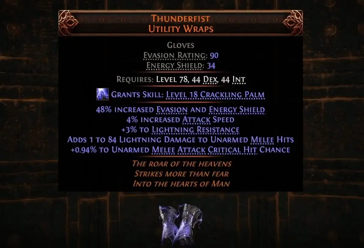 Thunderfist poe 2 item