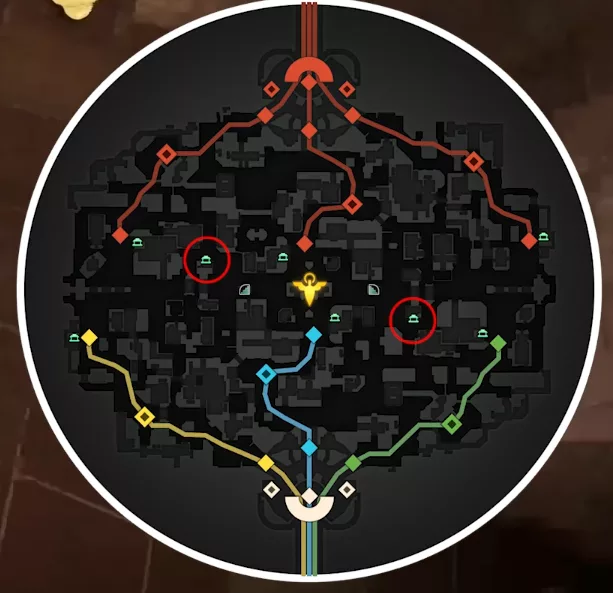 Positions des shops sur la map dans Deadlock