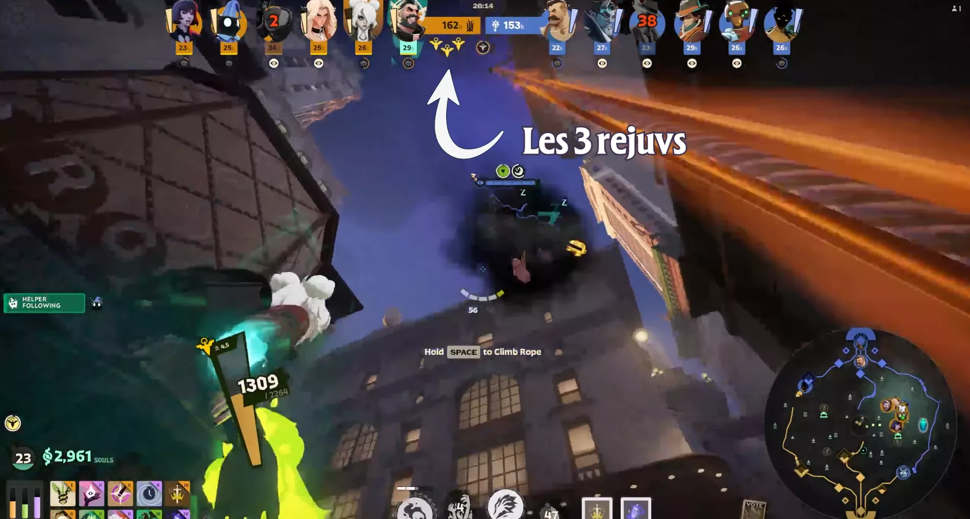 Les trois rejuvs obtenues après avoir tué le Mid Boss dans Deadlock