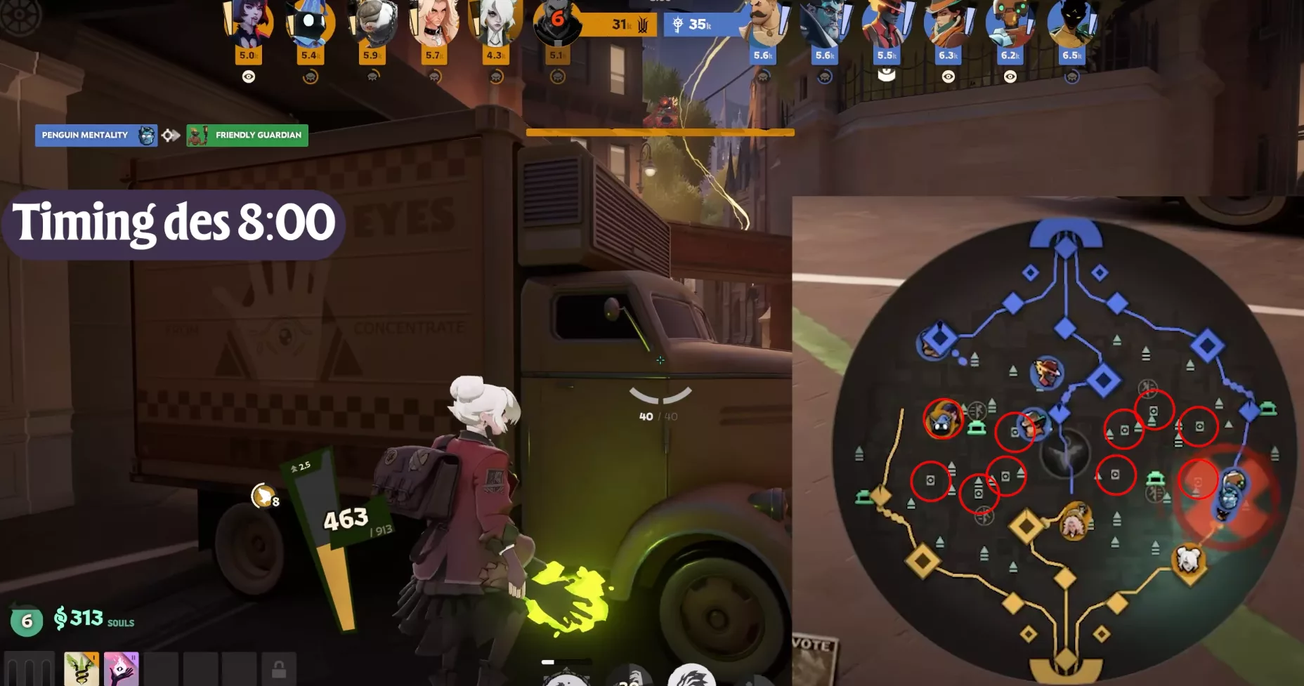 Vue de la jungle complète à 8 minutes avec tous les éléments actifs