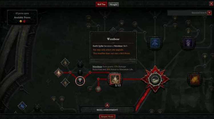 Druid Skill Tree shapeshift choice nodes