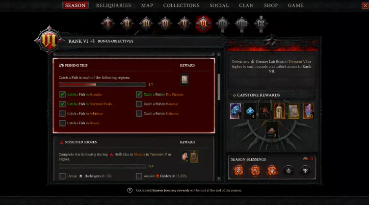 Season Rank objectives and rewards in Season of Reckoning