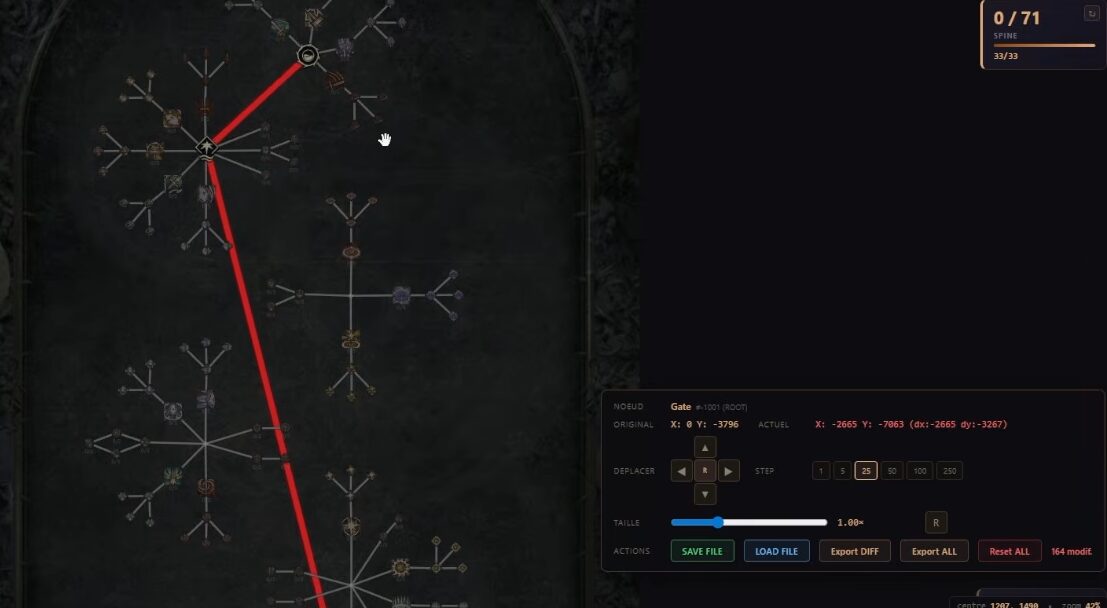 La colonne vertébrale de l'arbre redessinée par niveau dans Lord of Hatred