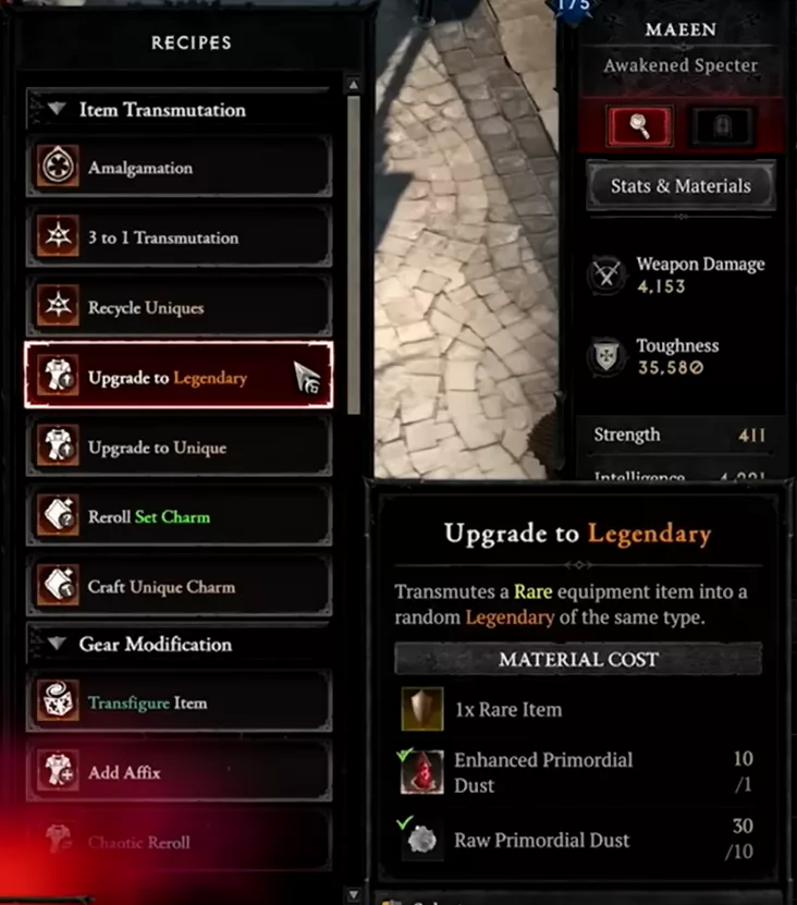Upgrade to Legendary : convertir un item rare en légendaire via la Poussière Primordiale