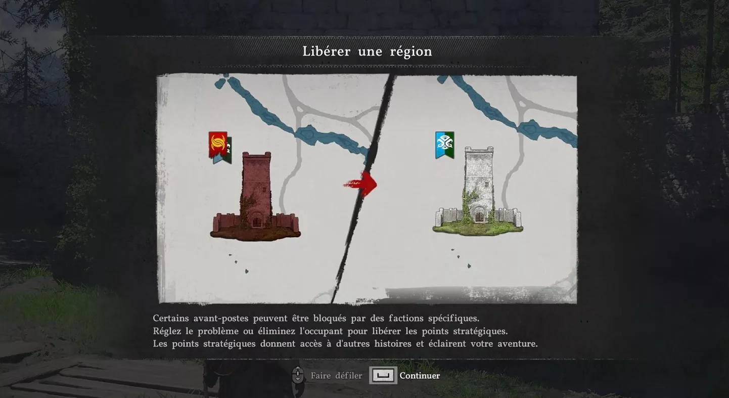 Le système de libération de régions, emprunté à d'autres jeux