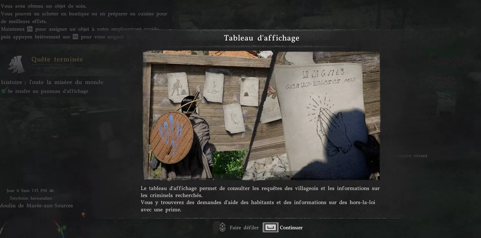 Le tableau d'affichage du village