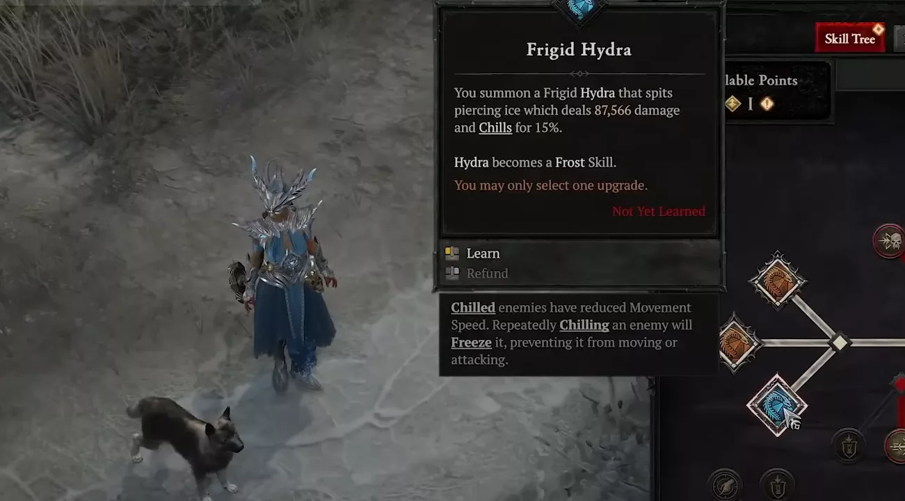 Talent node that transforms the Hydra into a frost Hydra