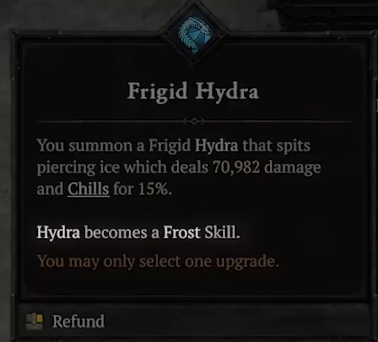 Talent node specific to the Frigid Hydra