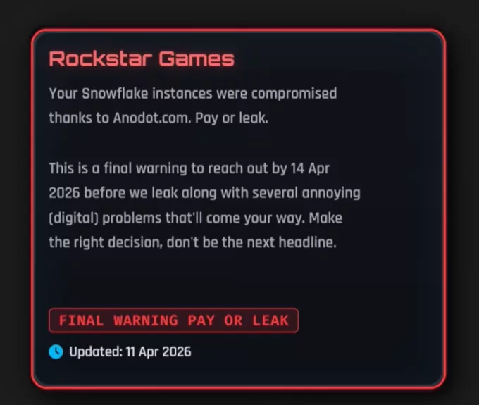 Communique de menace publie par le groupe Shiny Hunters