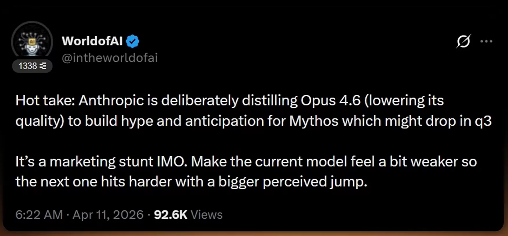 Hypothesis of a deliberate performance reduction in Claude 4.6 ahead of Claude Opus 4.7