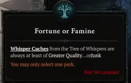Fortune of Famine perk