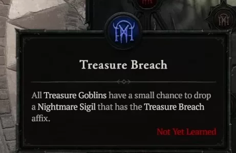Treasure Breach perk guaranteeing a targeted drop on Treasure Goblins