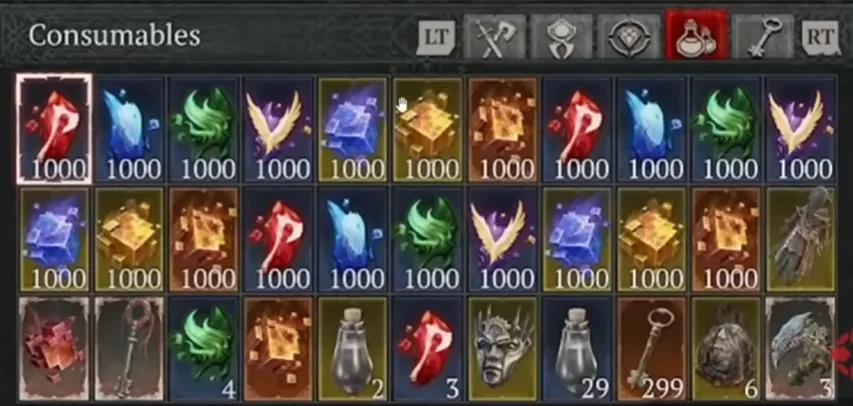 The different shapes and colors of Tuning Prisms in the inventory