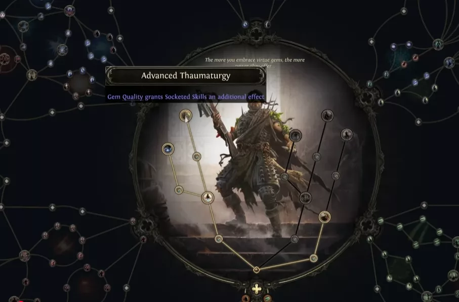 Advanced Thaumaturgy node in the Gemling Legionnaire Ascendancy tree