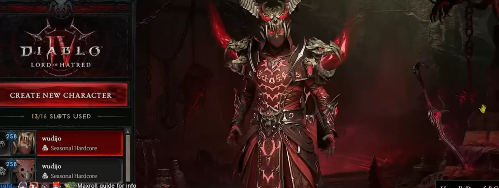 Character creation menu showing all classes ready for a Diablo 4 boost alts run in Season 13 Lord of Hatred