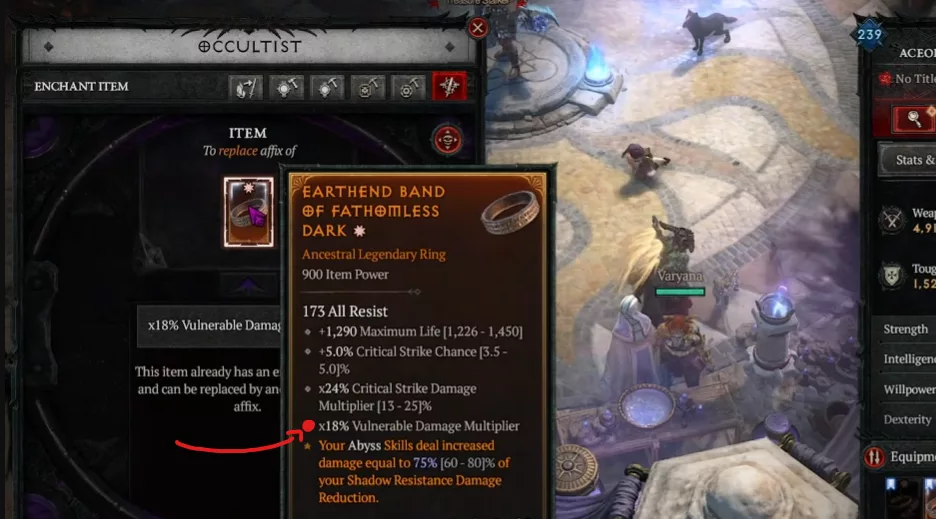 The Greater Affix permanently locks the affix line on the item in Horadric Cube Diablo 4 crafting