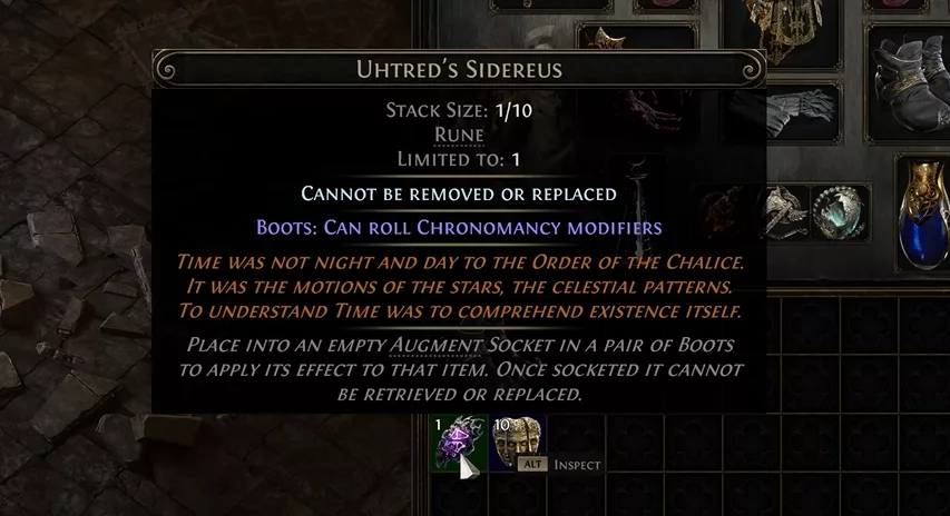 Rune of Chronomancy unlocking temporal mods such as cooldown speed on boots