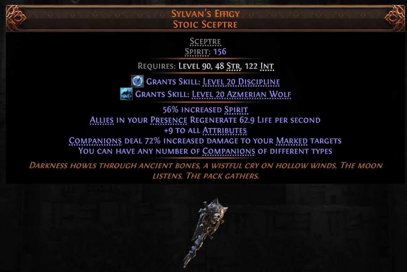 Sylvan's Effigy (companion scepter + Azmerian Wolf + Eternal Hunt skill)