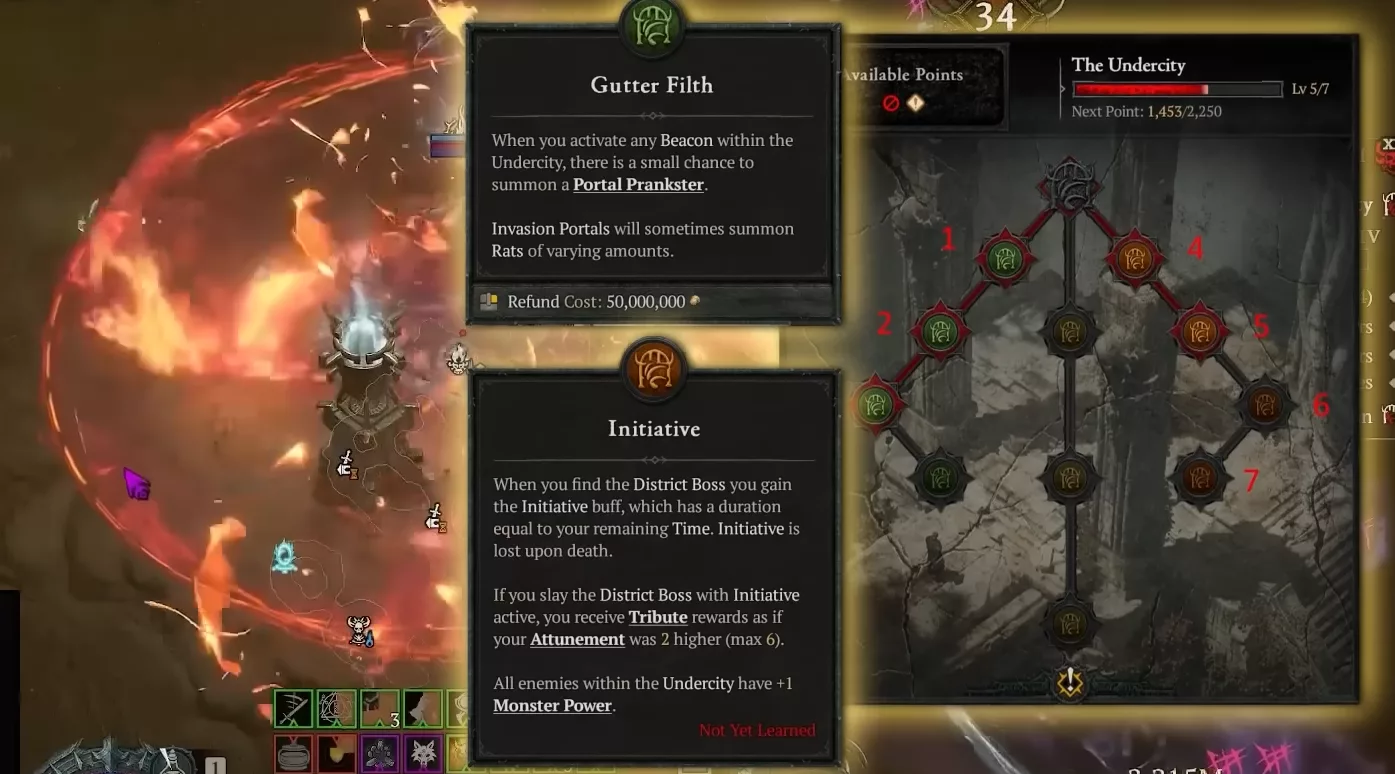 Configuration de l'arbre de la Ville Souterraine - War Plan Diablo 4