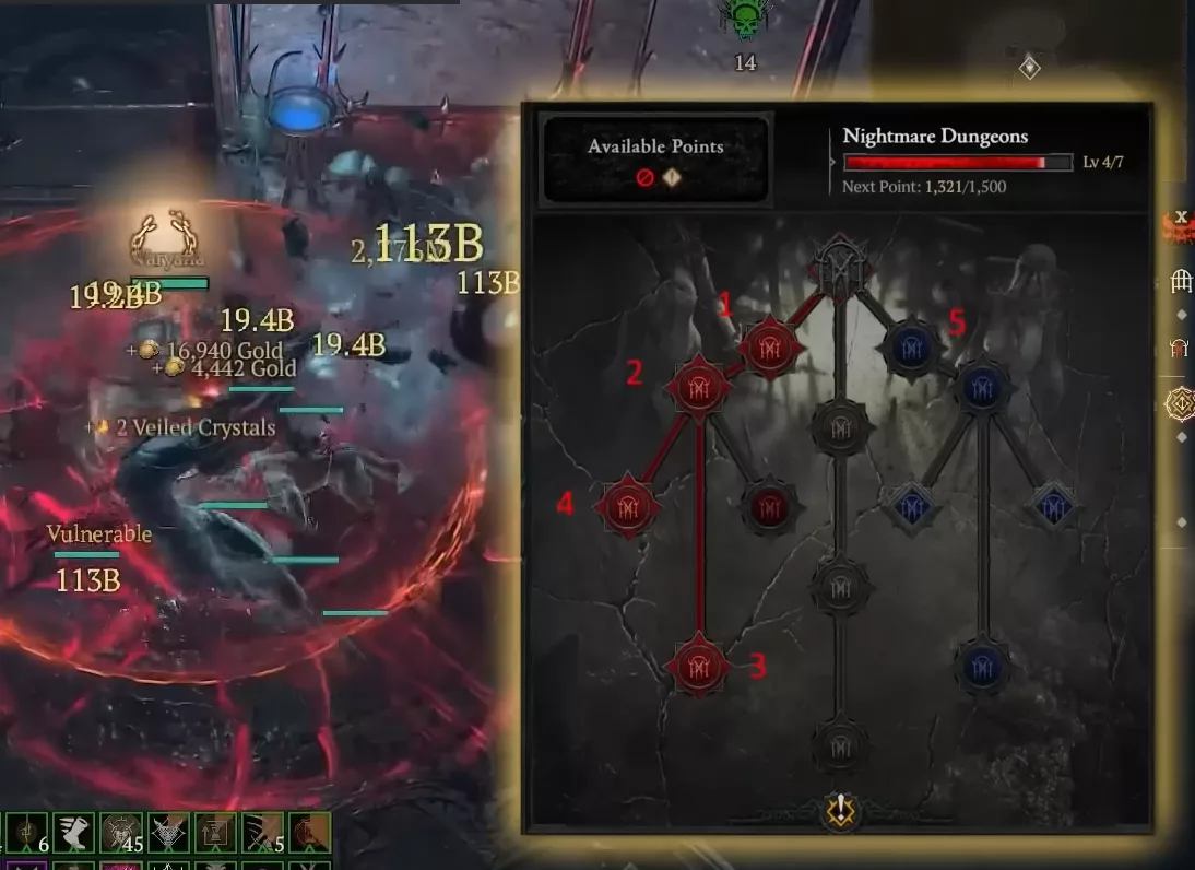 Configuration de l'arbre des Donjons de Cauchemar - War Plan Diablo 4