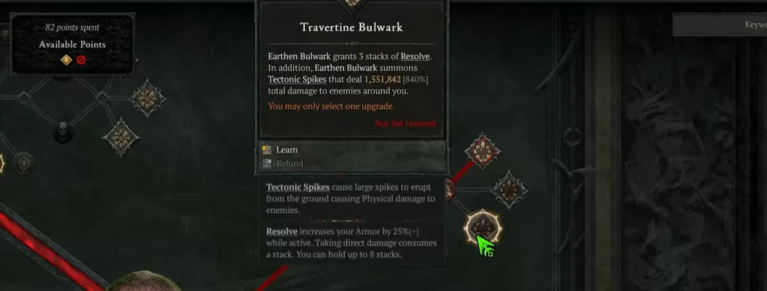 Talent Druide qui génère de la Résolution chaque seconde dans Diablo 4 Saison 13