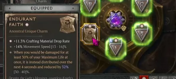 Le charme Foi Endurante pour le talisman dans Diablo 4 S13