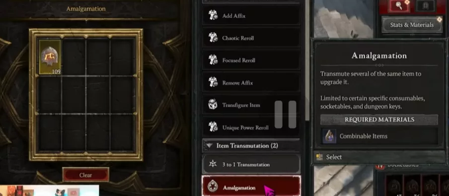 Amalgamation de 5 runes rares en 1 rune légendaire aléatoire dans le Cube Horadric