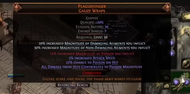 Les Plaguefinger Gauze Wraps ne permettent plus d'infliger les autres elements (chill, shock)