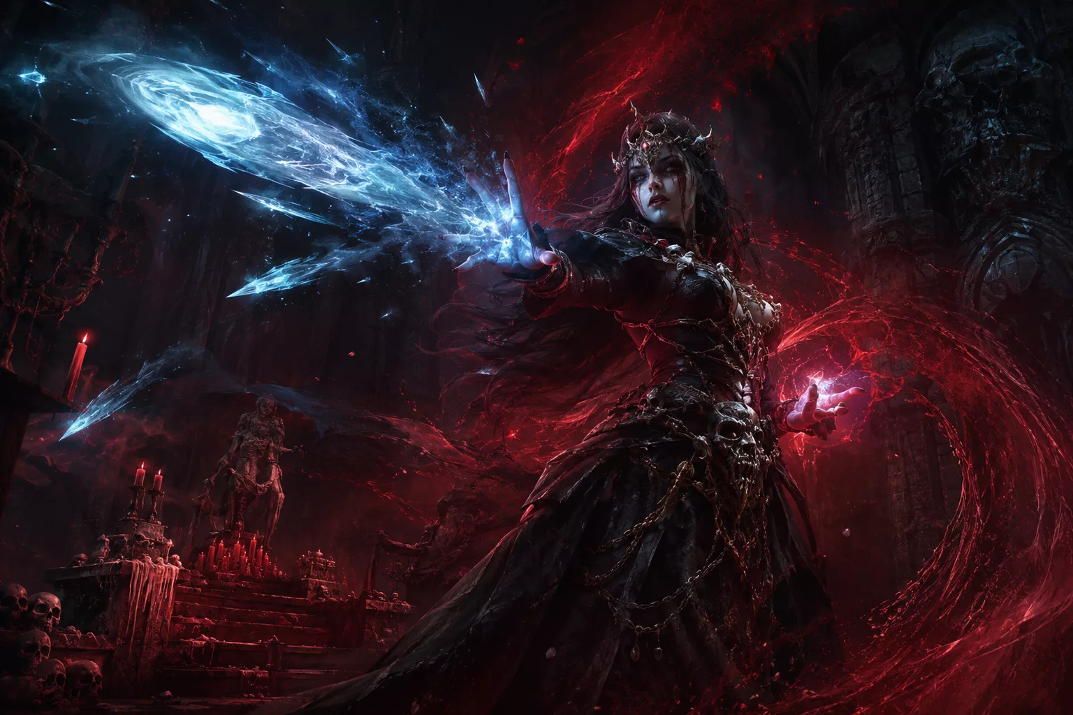 Sorcière Blood Mage canalisant une comète de glace dans Path of Exile 2
