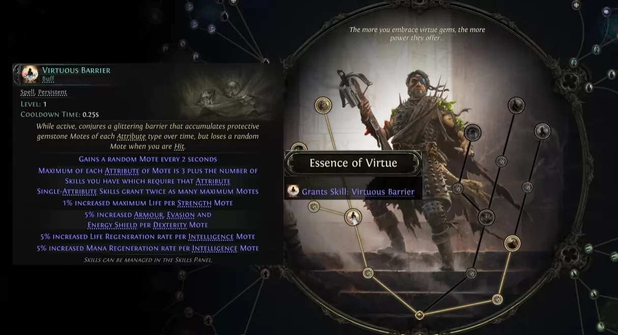 The Virtuous Barrier notable in the Gemling Legionnaire Ascendancy tree
