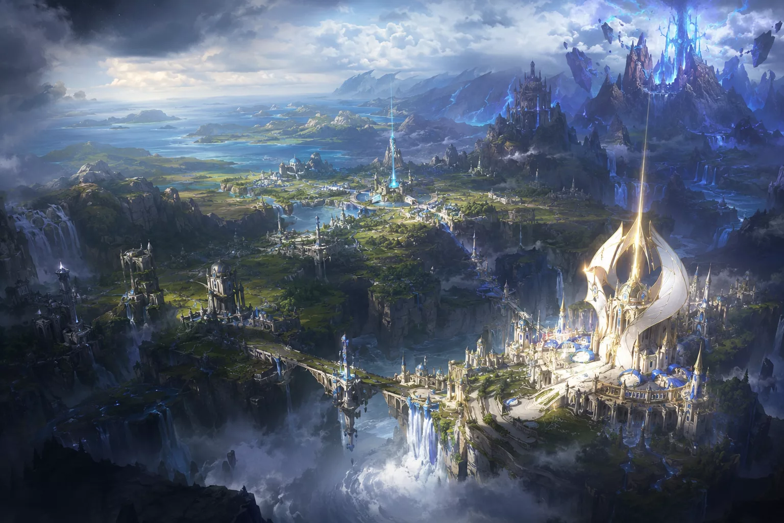 Paysage fantasy de l'univers de Runeterra