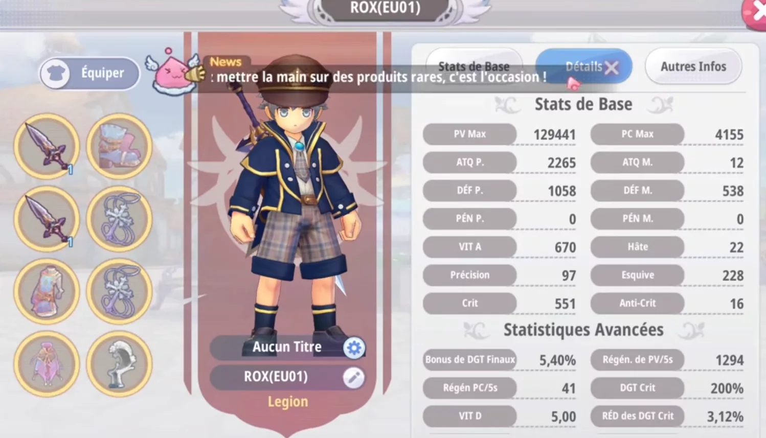 Character stat distribution screen in Ragnarok X
