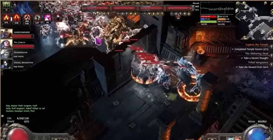 Massive monster pull at the server limit in Path of Exile 2
