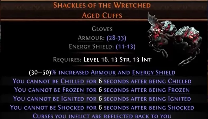 Shackles of the Wretched, gants uniques de Path of Exile 2