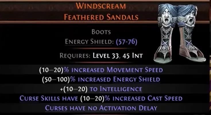 Windscream, bottes uniques de Path of Exile 2